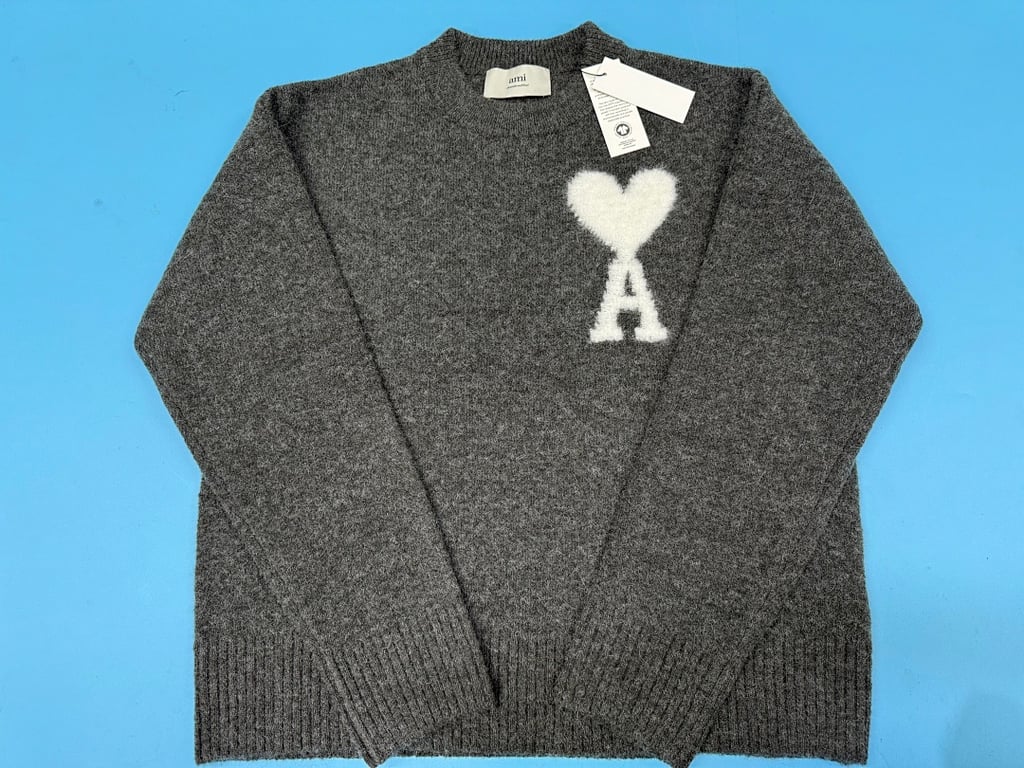 Ami Paris Alpaca Crewneck Sweater Grey - 11