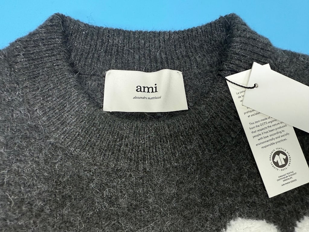 Ami Paris Alpaca Crewneck Sweater Grey - 14