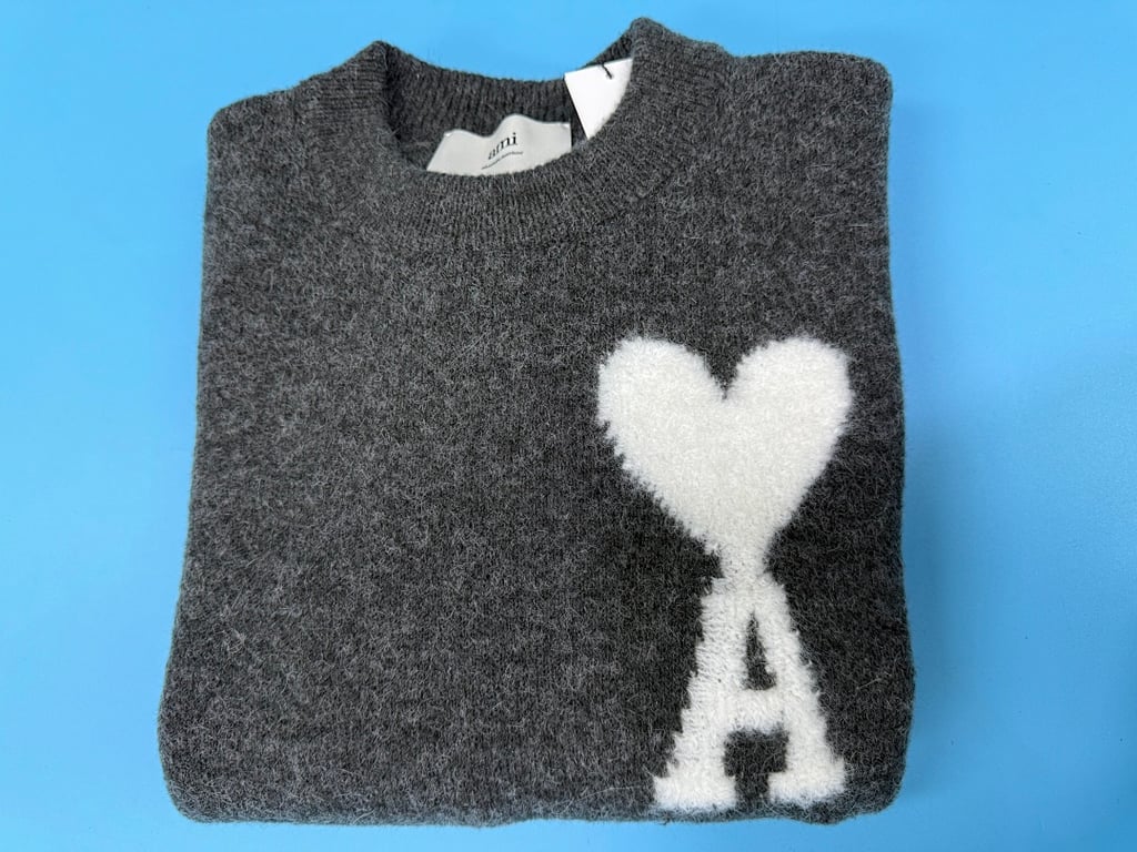 Ami Paris Alpaca Crewneck Sweater Grey - 16