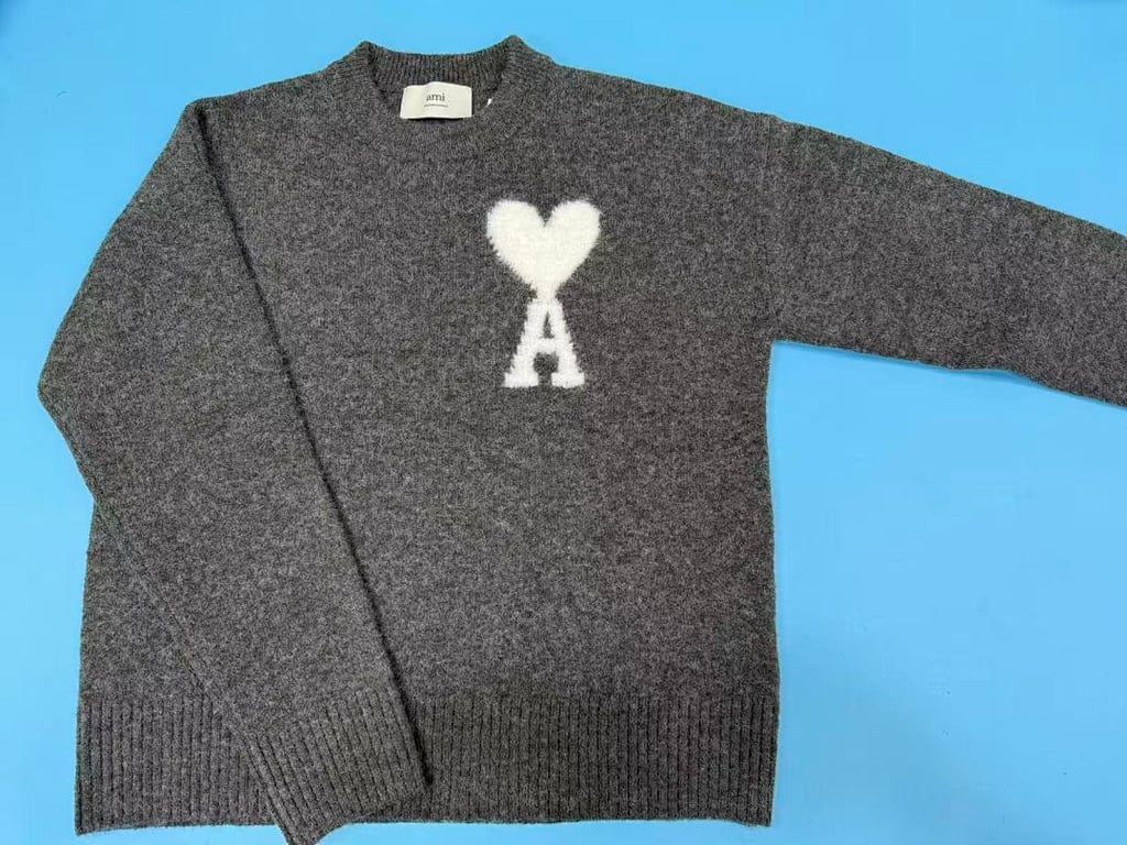 Ami Paris Alpaca Crewneck Sweater Grey - 19