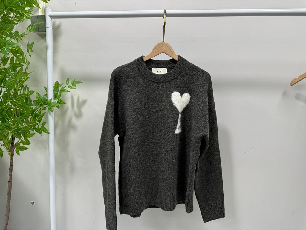 Ami Paris Alpaca Crewneck Sweater Grey - 20