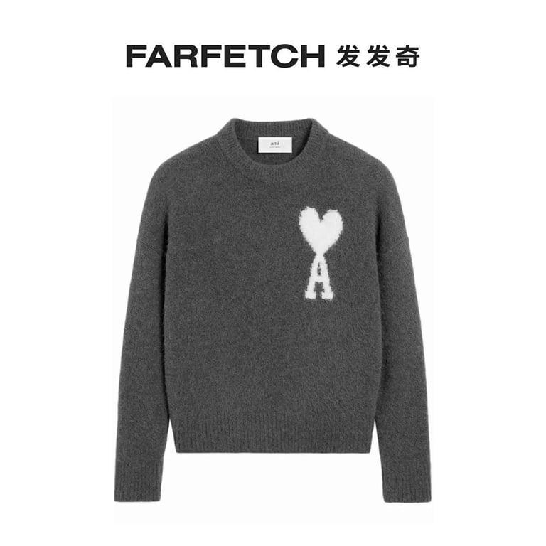 Ami Paris Alpaca Crewneck Sweater Grey - 3