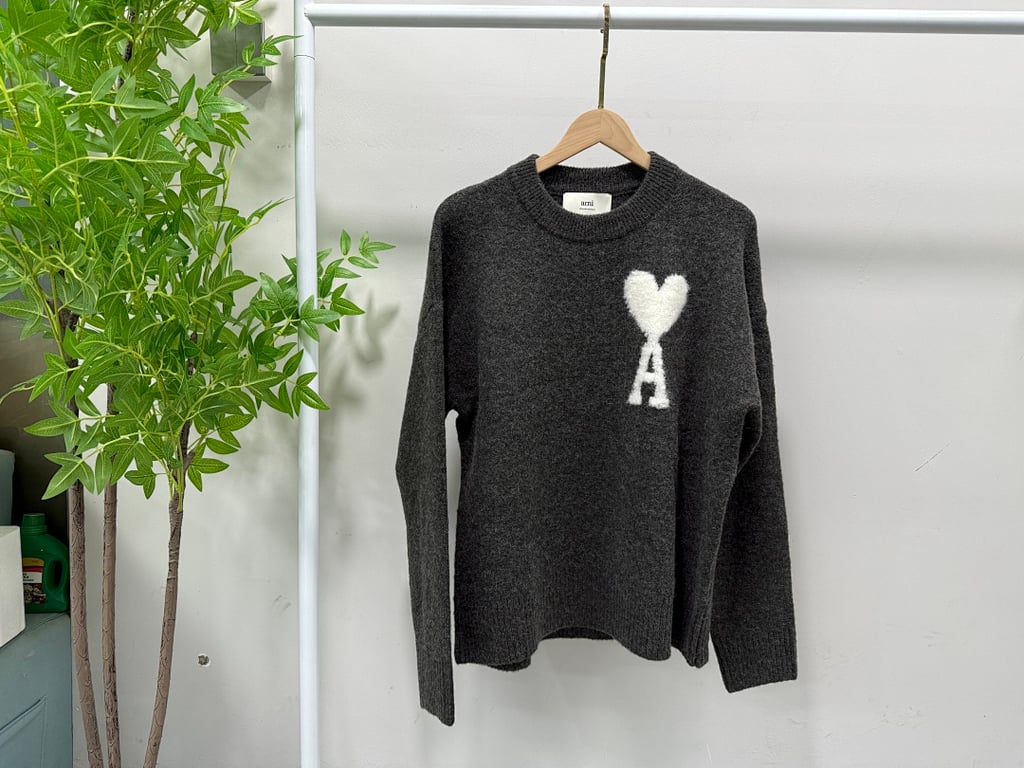 Ami Paris Alpaca Crewneck Sweater Grey - 21