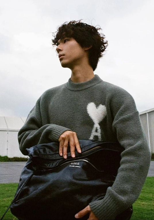 Ami Paris Alpaca Crewneck Sweater Grey - 24