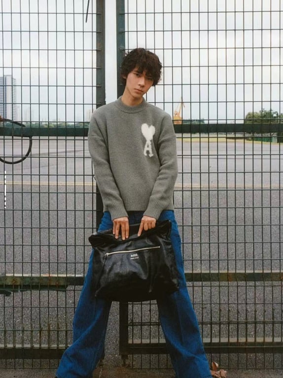 Ami Paris Alpaca Crewneck Sweater Grey - 25