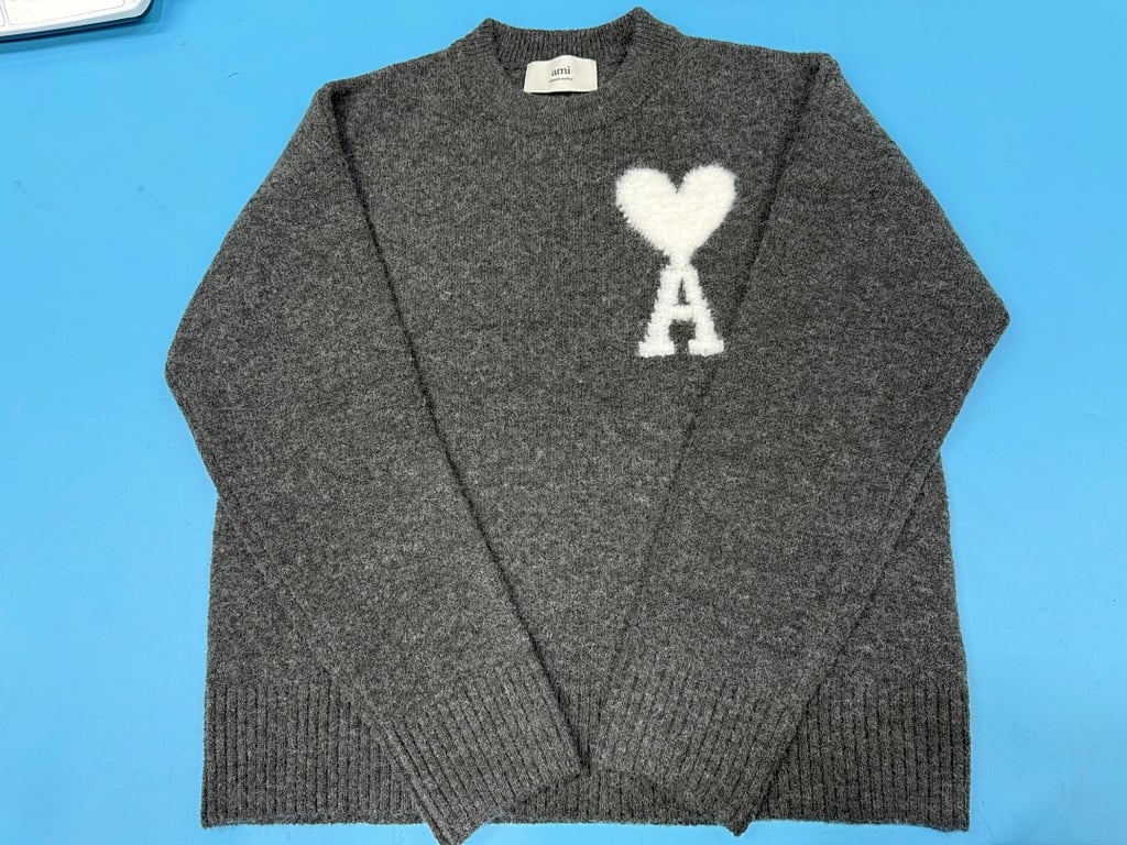 Ami Paris Alpaca Crewneck Sweater Grey - 5