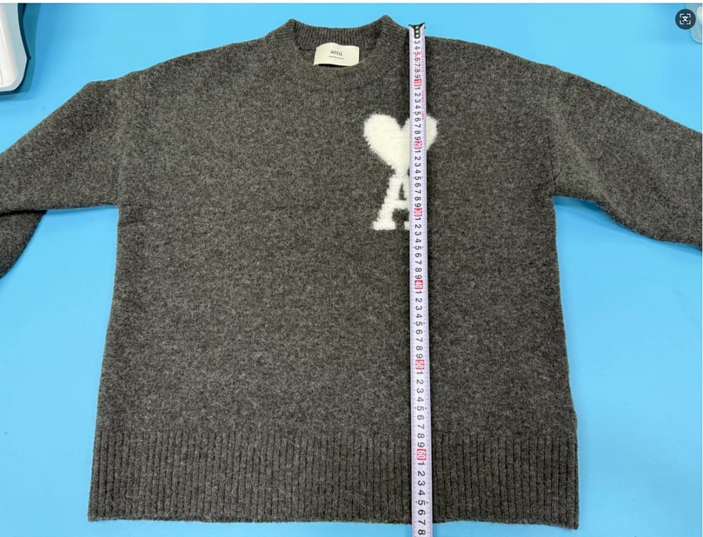 Ami Paris Alpaca Crewneck Sweater Grey - 7
