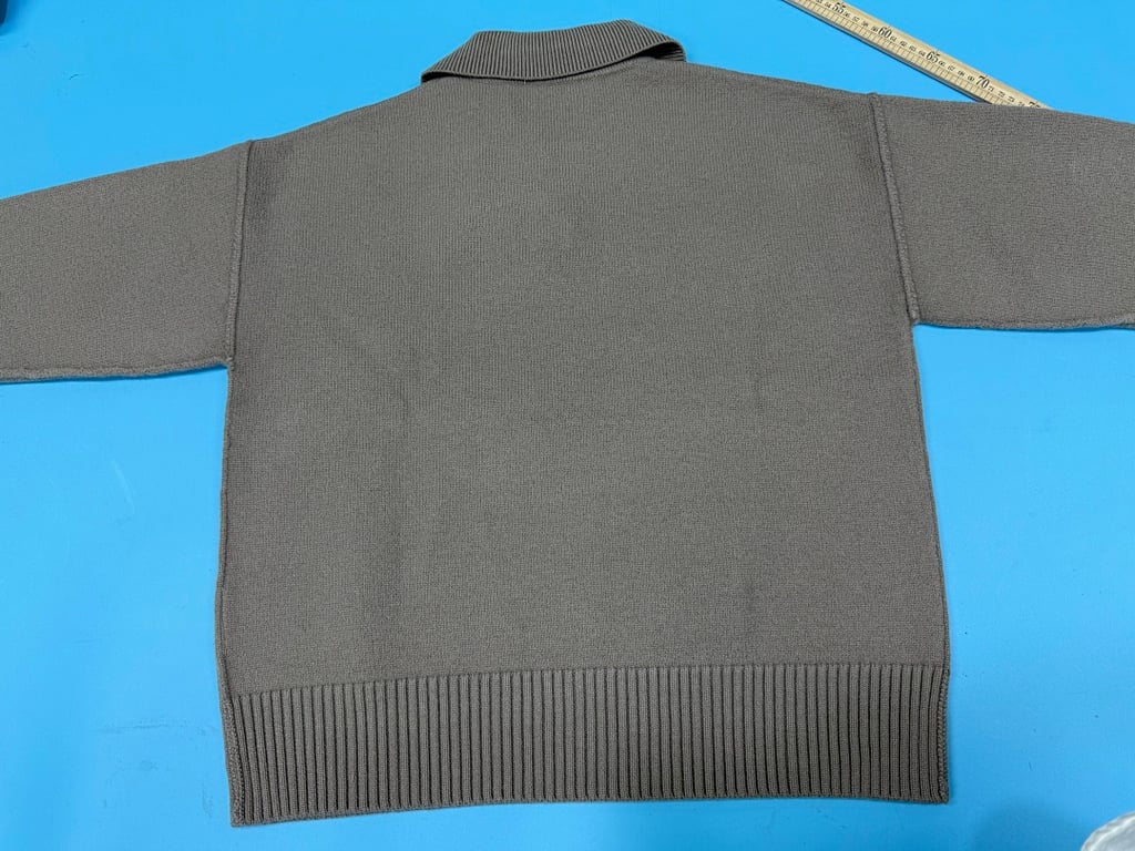 Ami Paris Alpaca Button Polo Sweater Taupe - 14