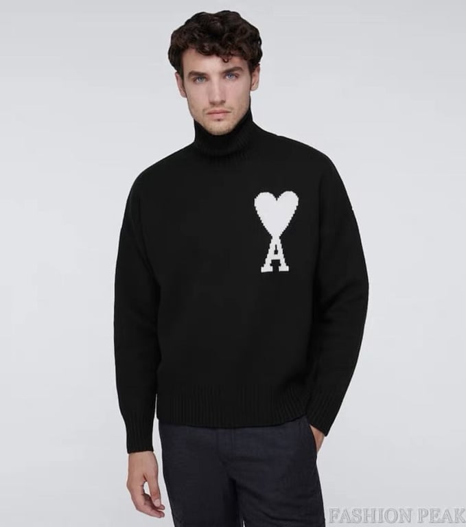 Ami Paris Ami de Coeur Turtleneck Sweater Black - 2