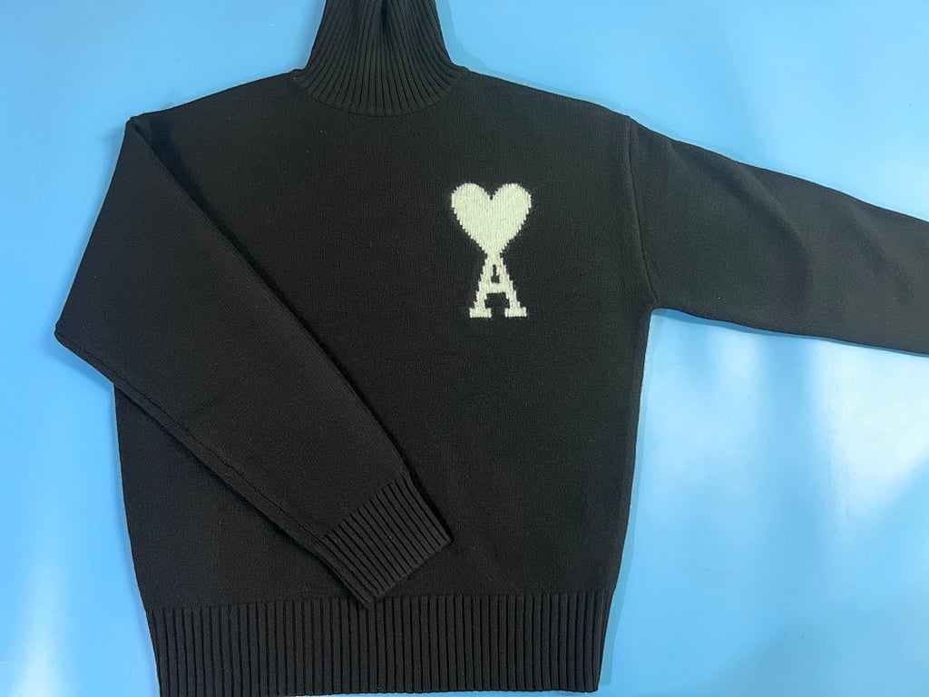Ami Paris Ami de Coeur Turtleneck Sweater Black - 17