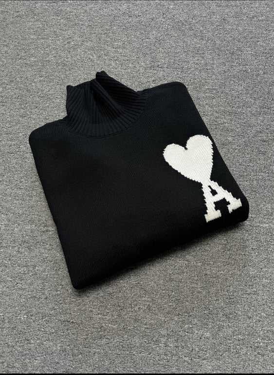 Ami Paris Ami de Coeur Turtleneck Sweater Black - 6