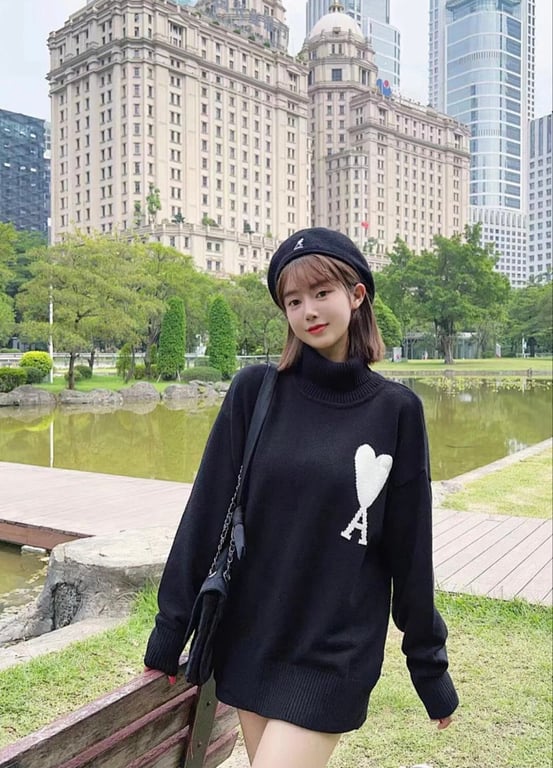 Ami Paris Ami de Coeur Turtleneck Sweater Black - 7