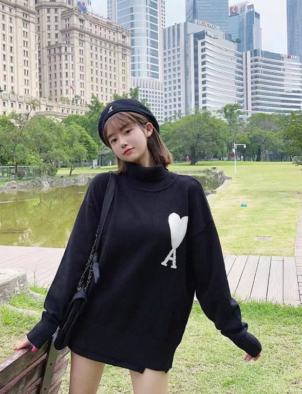 Ami Paris Ami de Coeur Turtleneck Sweater Black - 8