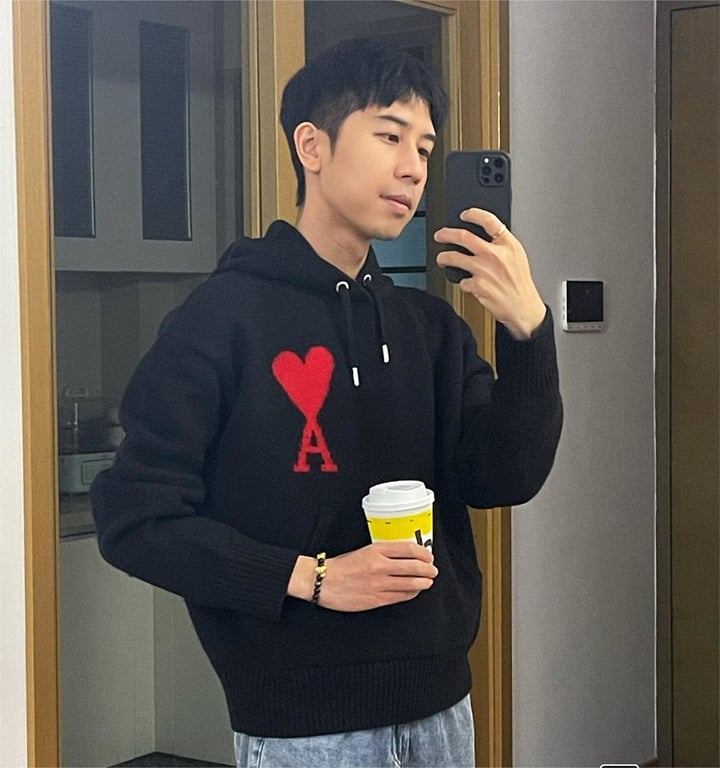 Ami Paris Big Heart Wool Hoodie Black - 16