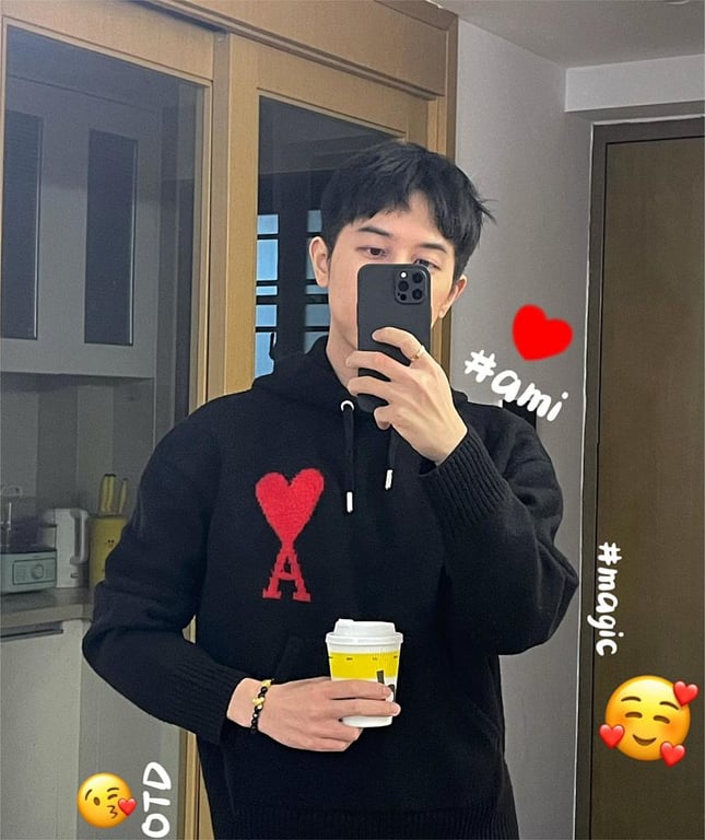 Ami Paris Big Heart Wool Hoodie Black - 17