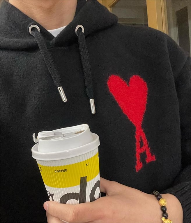 Ami Paris Big Heart Wool Hoodie Black - 18