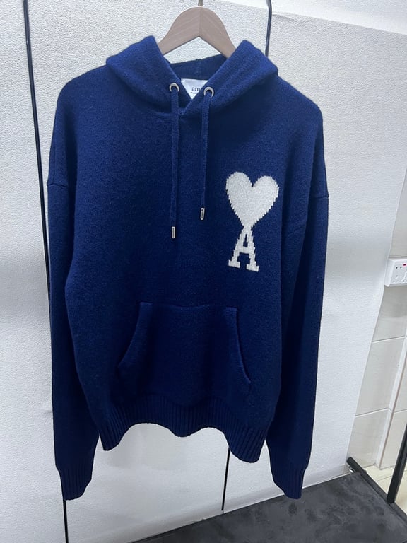 Ami Paris Big Heart Wool Hoodie Black - 46