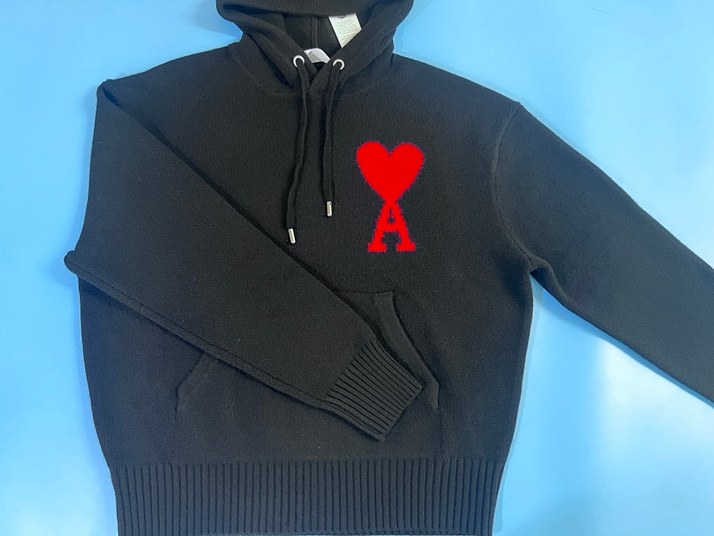 Ami Paris Big Heart Wool Hoodie Black - 6