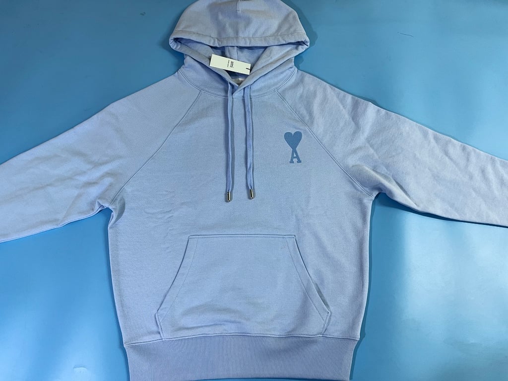 Ami Paris Ami de Coeur Hoodie Light Blue - 4