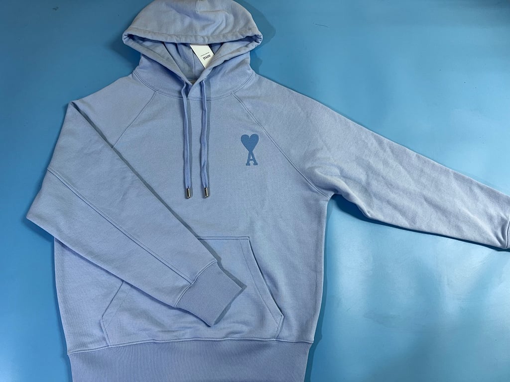 Ami Paris Ami de Coeur Hoodie Light Blue - 7