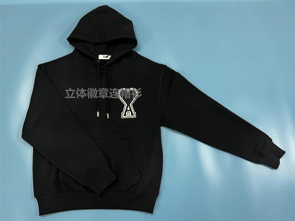 Ami Paris Ami de Coeur 3D Badge Hoodie Black - 13