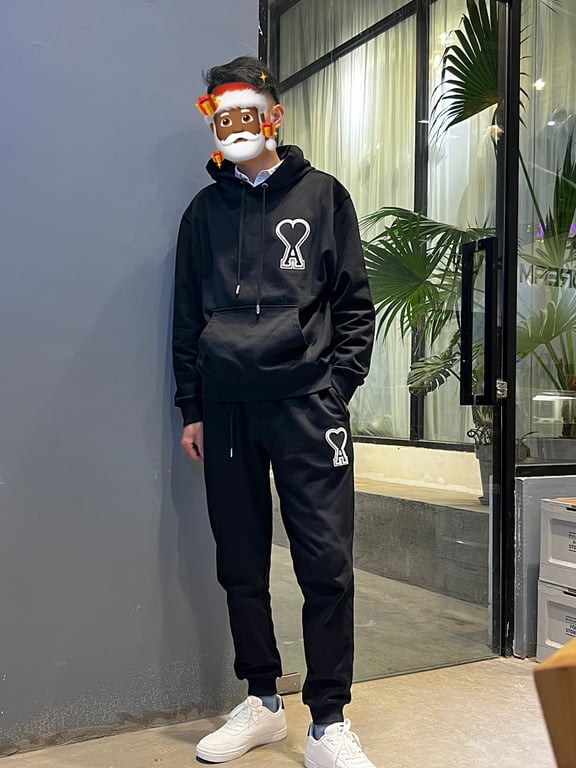 Ami Paris Ami de Coeur 3D Badge Hoodie Black - 23