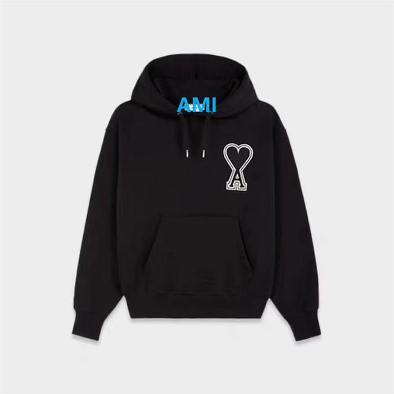 Ami Paris Ami de Coeur 3D Badge Hoodie Black - 4
