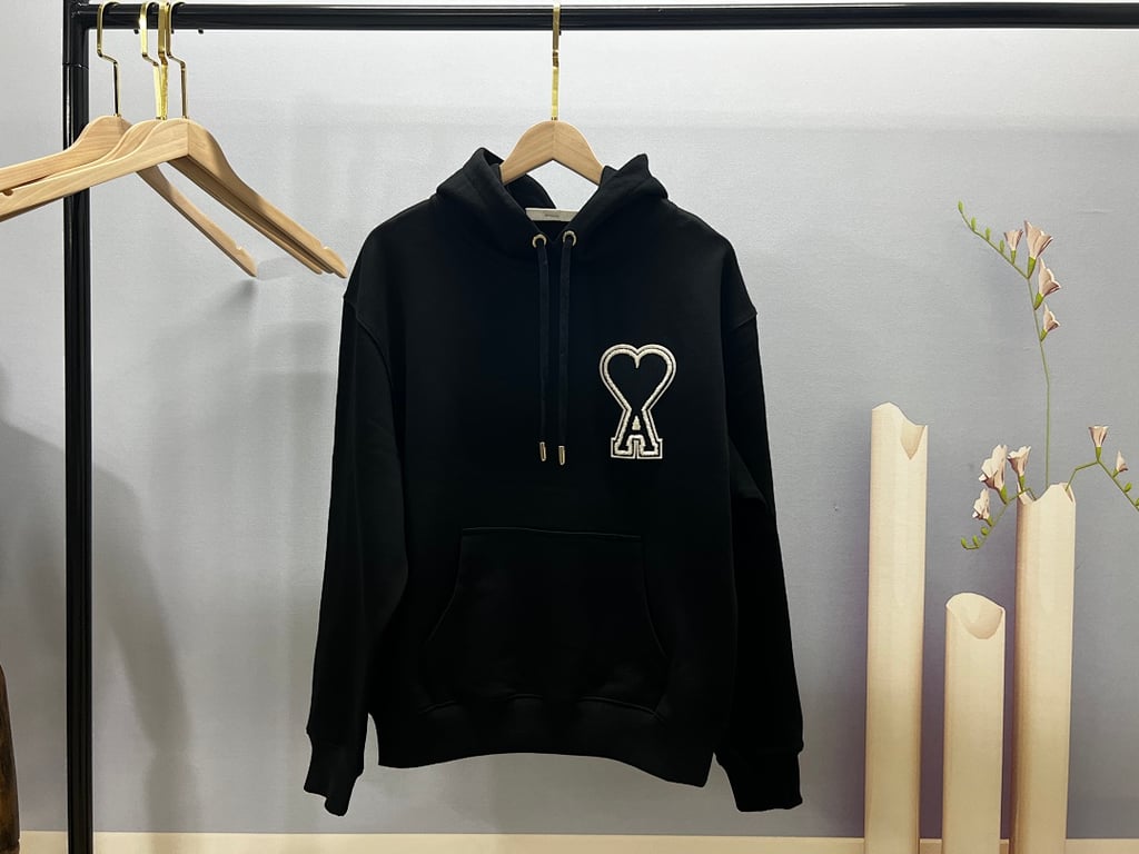 Ami Paris Ami de Coeur 3D Badge Hoodie Black - 10