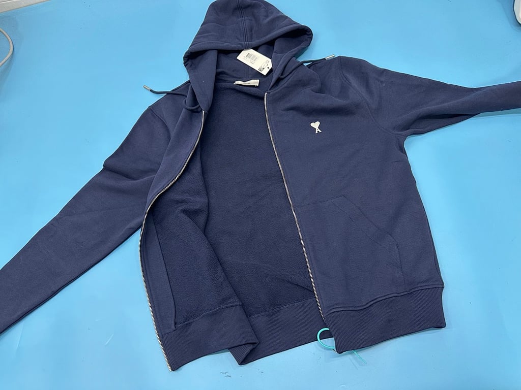 Ami Paris Ami de Coeur Zip Hoodie Navy - 13