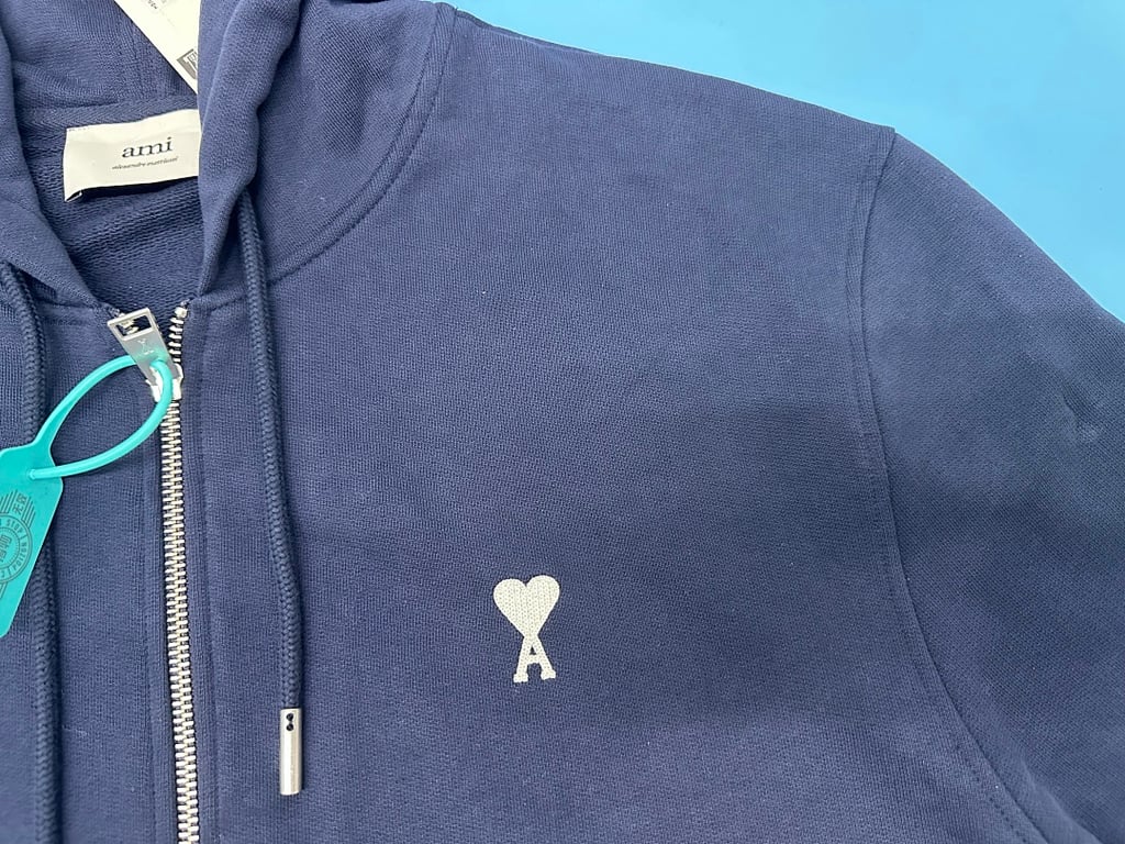 Ami Paris Ami de Coeur Zip Hoodie Navy - 18