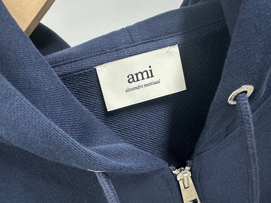 Ami Paris Ami de Coeur Zip Hoodie Navy - 25