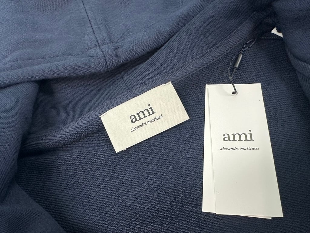 Ami Paris Ami de Coeur Zip Hoodie Navy - 27
