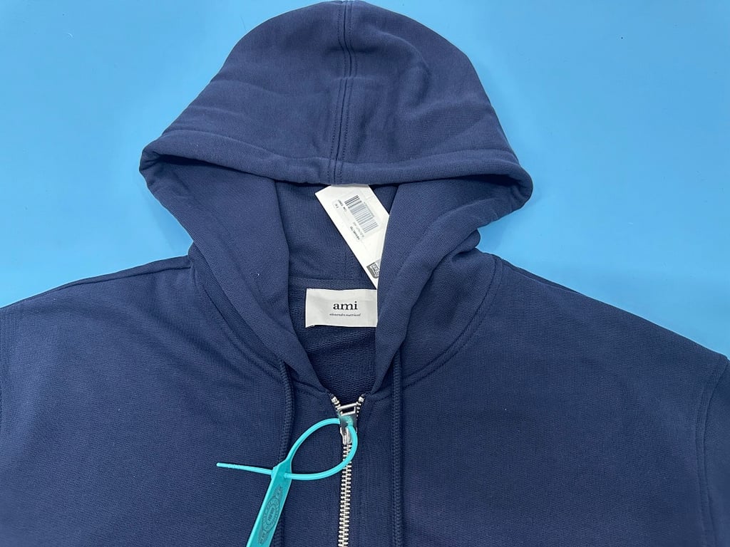 Ami Paris Ami de Coeur Zip Hoodie Navy - 28