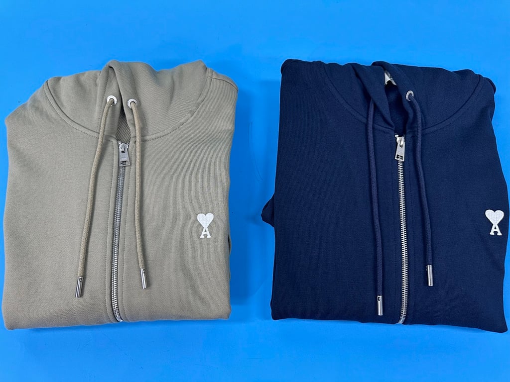 Ami Paris Ami de Coeur Zip Hoodie Navy - 34