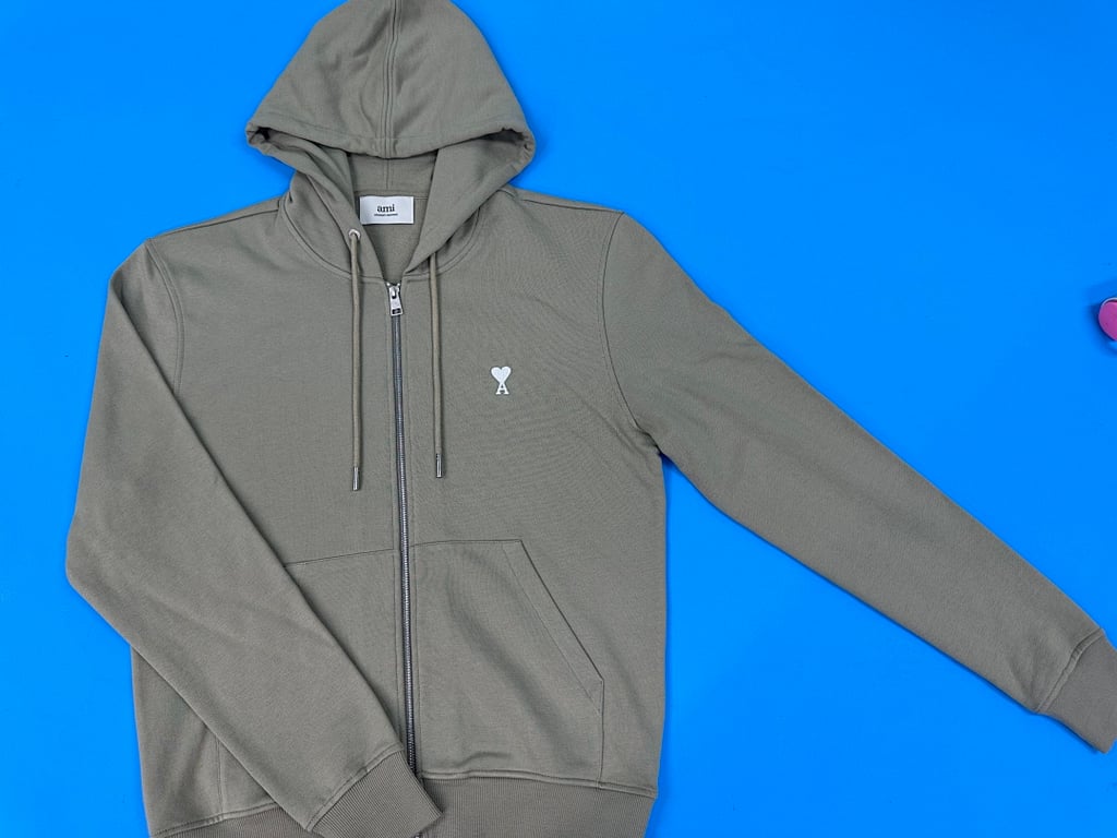 Ami Paris Ami de Coeur Zip Hoodie Navy - 45