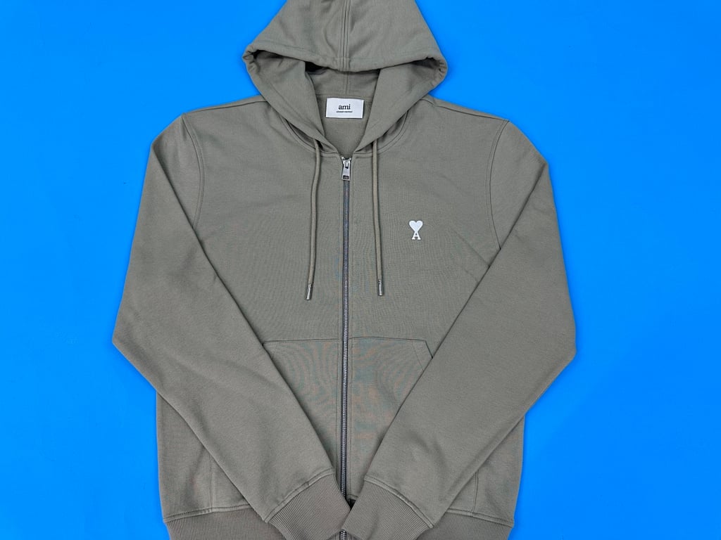 Ami Paris Ami de Coeur Zip Hoodie Navy - 46