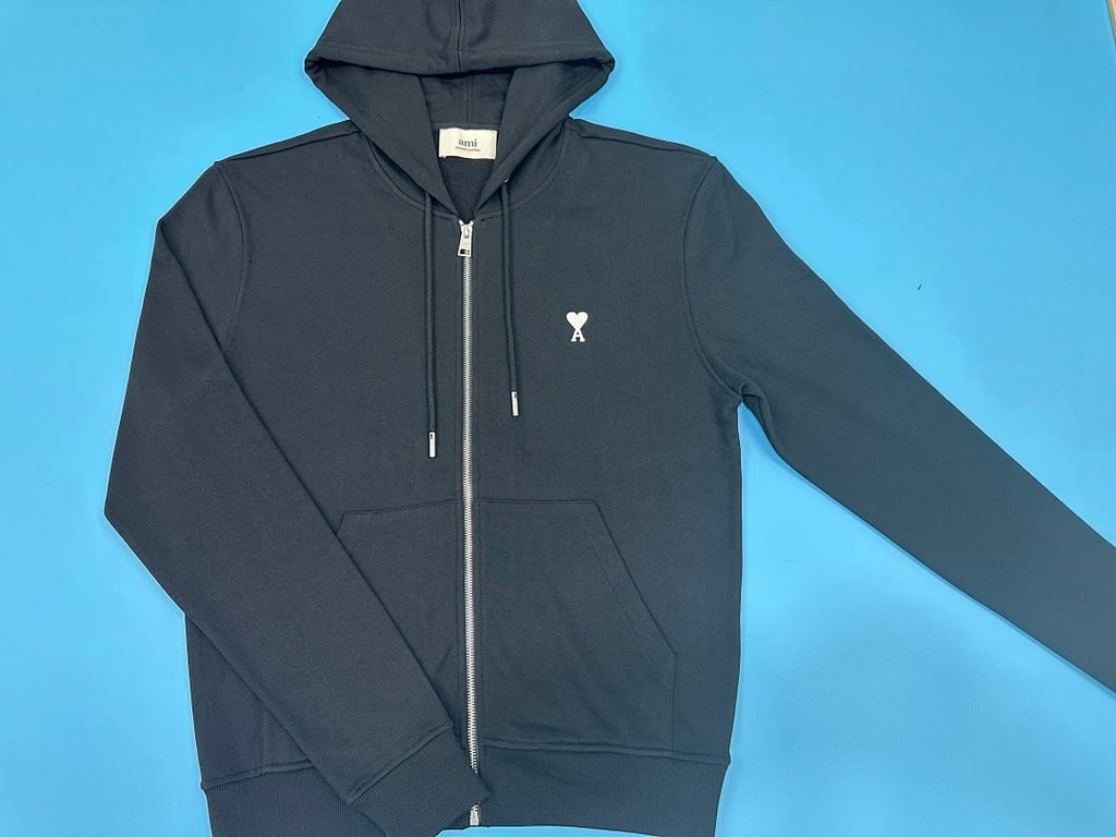 Ami Paris Ami de Coeur Zip Hoodie Navy - 63