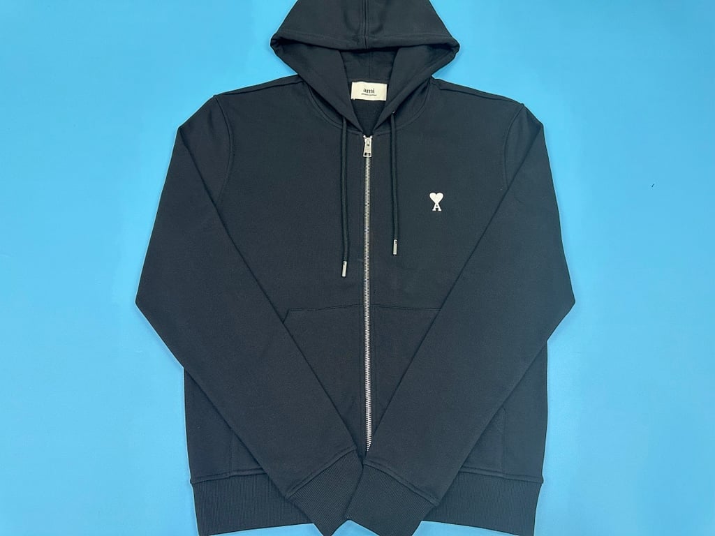 Ami Paris Ami de Coeur Zip Hoodie Navy - 64