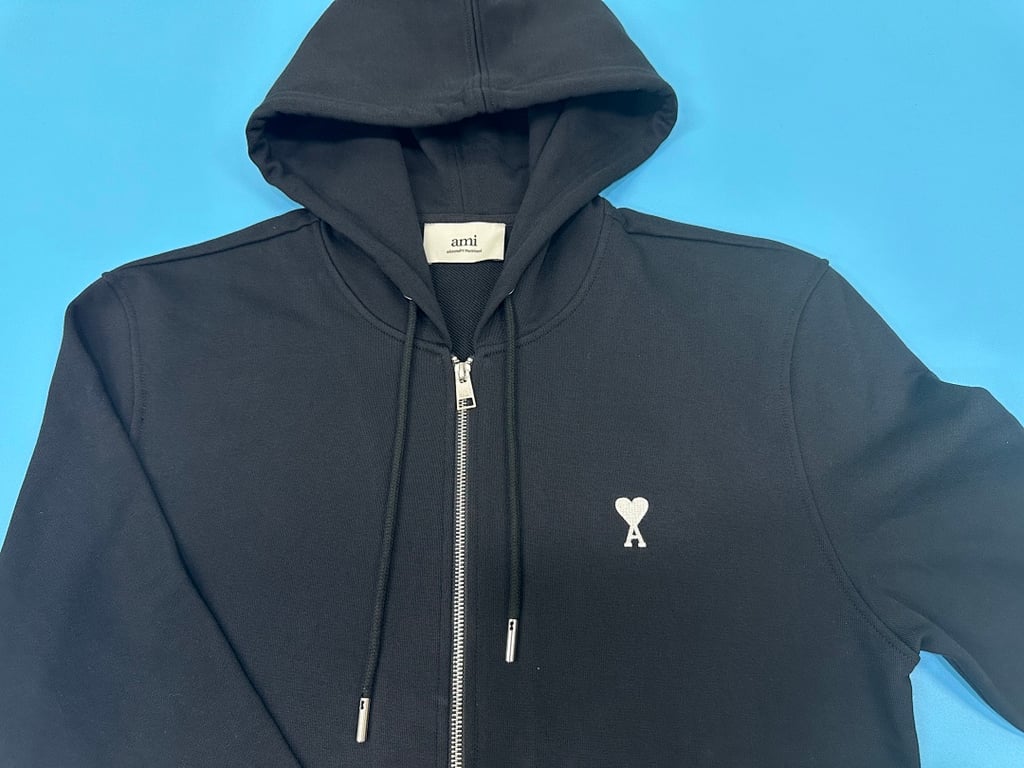 Ami Paris Ami de Coeur Zip Hoodie Navy - 65