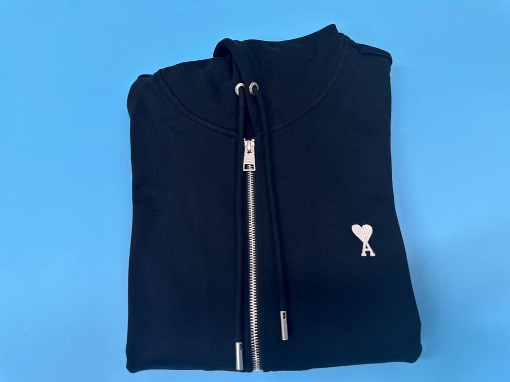 Ami Paris Ami de Coeur Zip Hoodie Navy - 66
