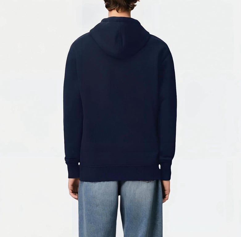 Ami Paris Ami de Coeur White Badge Hoodie Navy - 18