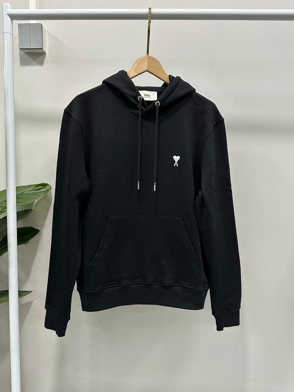 Ami Paris Ami de Coeur White Badge Hoodie Navy - 21