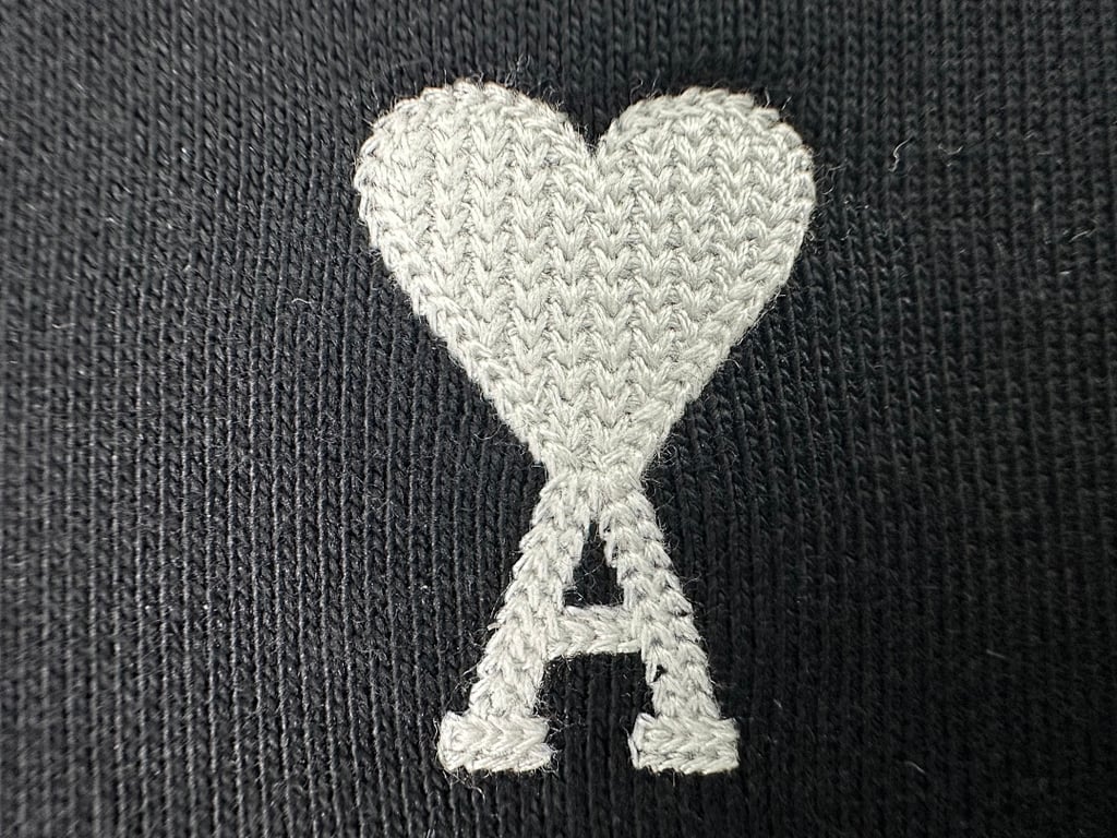 Ami Paris Ami de Coeur White Badge Hoodie Navy - 22