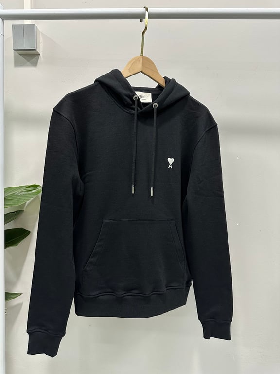 Ami Paris Ami de Coeur White Badge Hoodie Navy - 23
