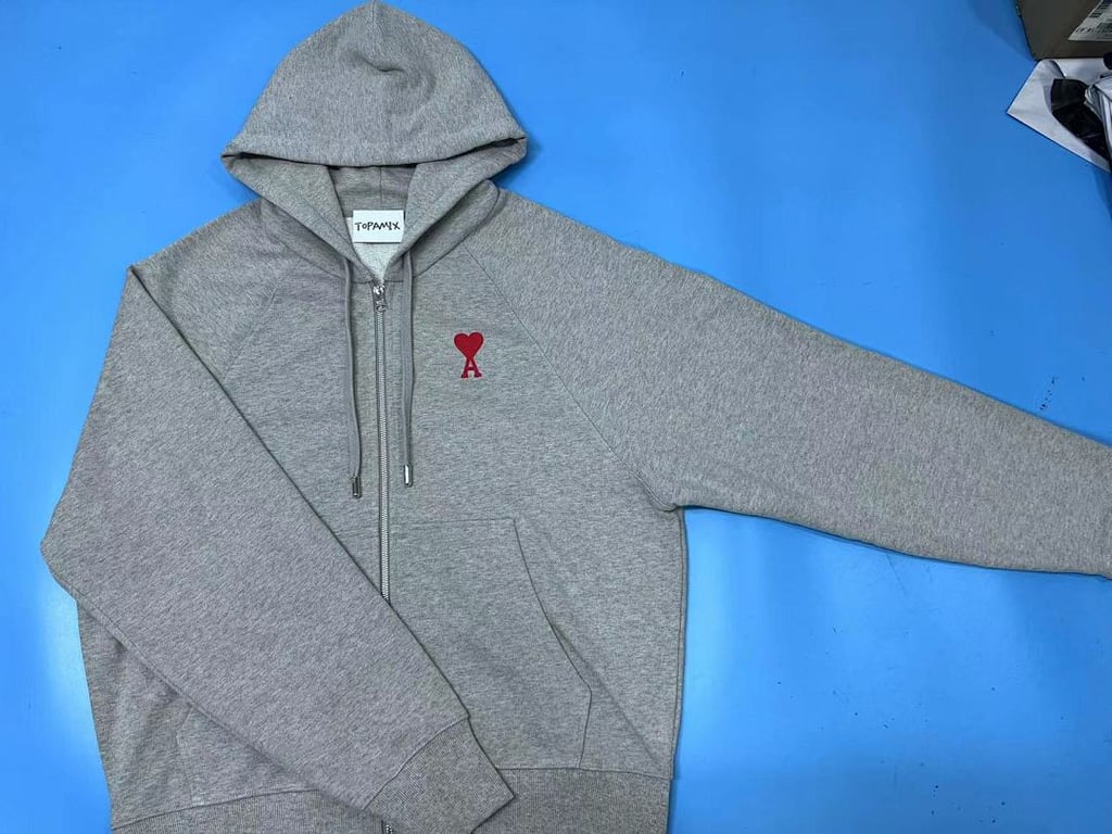 Ami Paris Ami de Coeur Zip-Up Hoodie Black - 19
