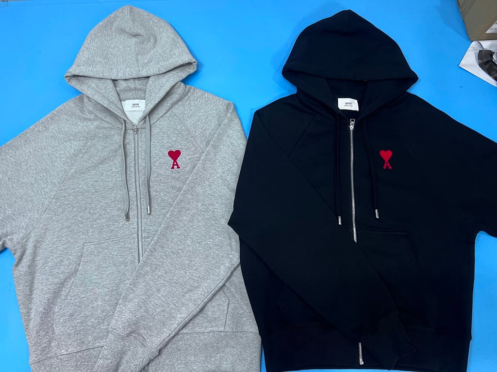 Ami Paris Ami de Coeur Zip-Up Hoodie Black - 20