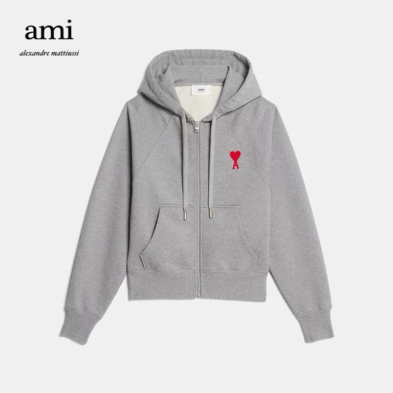 Ami Paris Ami de Coeur Zip-Up Hoodie Black - 21