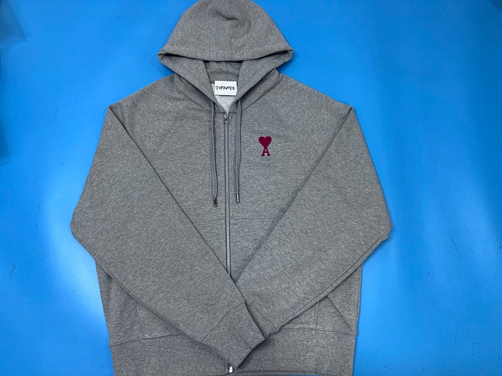 Ami Paris Ami de Coeur Zip-Up Hoodie Black - 22