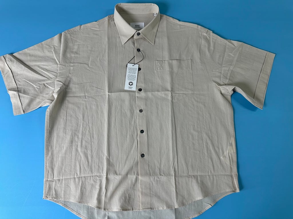 Ami Paris Ami de Coeur Short Sleeve Shirt Beige - 10