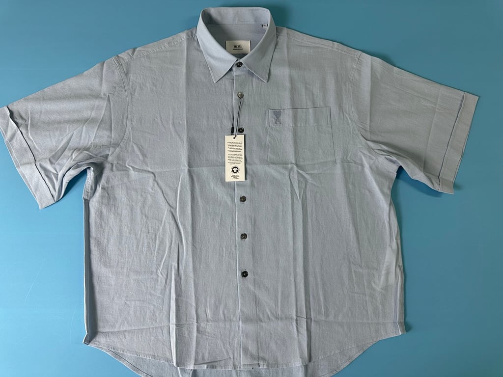 Ami Paris Ami de Coeur Short Sleeve Shirt Beige - 17